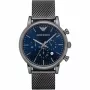 ARMANI AR1979 ανδρικό ρολόι quartz χρονογράφος 46mm μαύρο καντράν δερμάτινο λουράκι