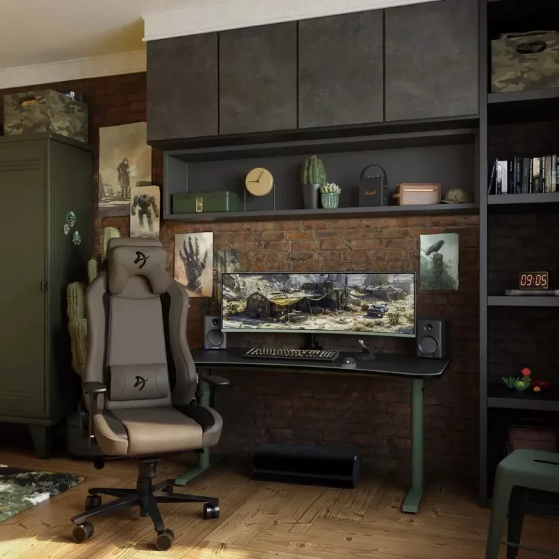 Arozzi Arena Large Gaming Desk – Forest Green (ρυθμιζόμενο ύψος, mouse pad μικροΐνας)