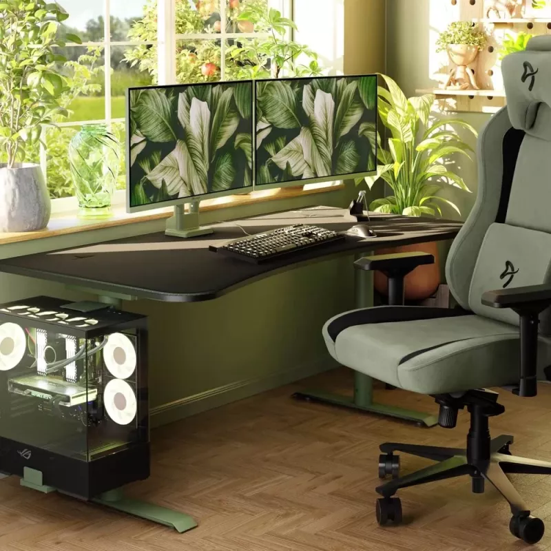 Arozzi Arena Large Gaming Desk – Forest Green (ρυθμιζόμενο ύψος, mouse pad μικροΐνας)
