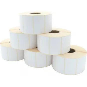 ARTDEV Ετικέτα θερμομεταφοράς Ρολό 60 x 36mm, Διάμετρος ρολού 127mm, Πυρήνας 40mm, 2000 ετικέτες ανά ρολό, Λευκό, Ματ επικαλυμμένο χαρτί, Μόνιμη ακρυλική κόλλα