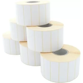 ARTDEV Ετικέτα θερμομεταφοράς ρολό 60x20mm, διάμετρος ρολού 110mm, πυρήνας 40mm, 2600 ετικέτες/ρολό, λευκό, χαρτί, μόνιμη κόλλα