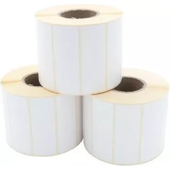 ARTDEV Ρολό ετικετών θερμικής μεταφοράς 70 x 25mm, εξωτερική διάμετρος 93mm, πυρήνας 40mm, 1500 ετικέτες ανά ρολό, λευκό χαρτί, μόνιμη κόλληση, ματ