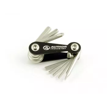 Author AHT Expert 8 πτυσσόμενο multitool Allen με κατσαβίδια PH2 και SL5, χάλυβας χρωμίου-βαναδίου, θήκη αλουμινίου, ασημί/μαύρο