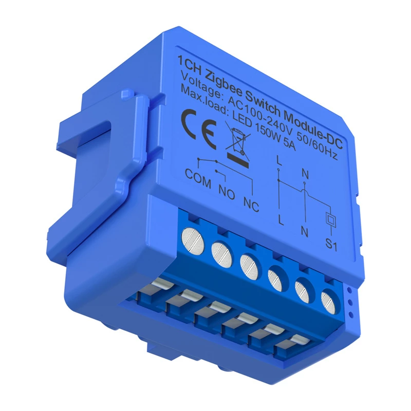 Avatto ZWSM16-DC-1 Smart ZigBee 3.0 Μονάδα Διακόπτη 1 Καναλιού με Ξηρή Επαφή Χωρίς Δυναμικό