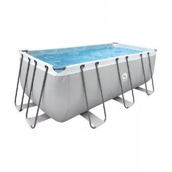 AVENLI γκρι ορθογώνια πισίνα πλαισίου 400x207x122 cm με αντλία φίλτρου, σκάλα, κάλυμμα