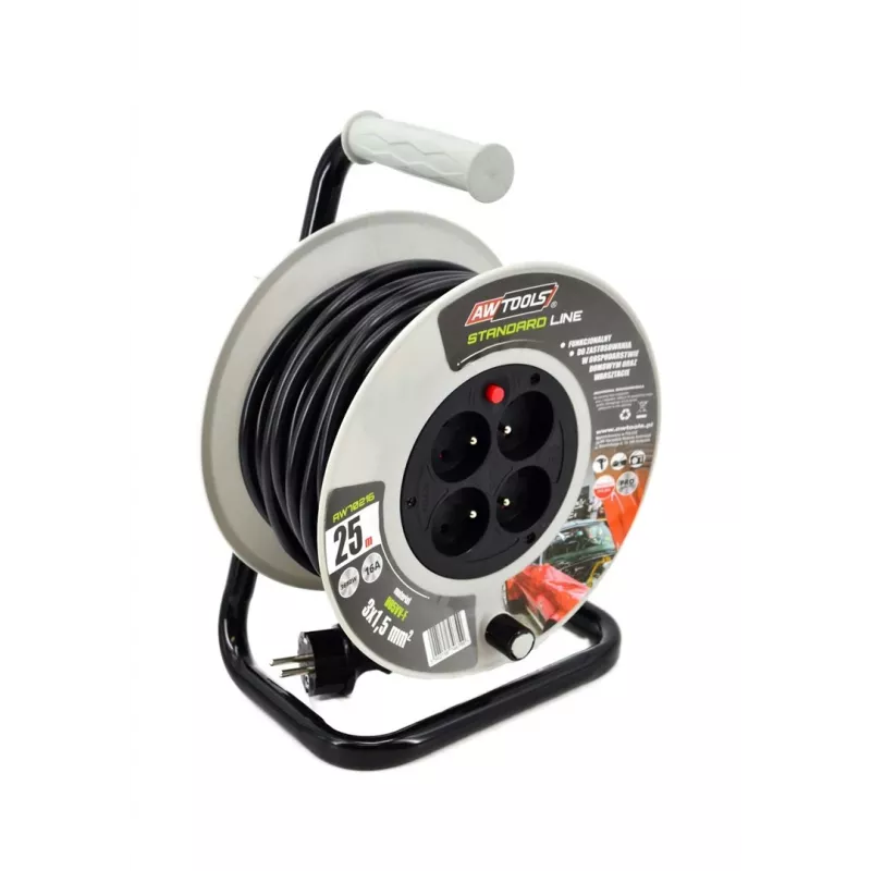 AWTOOLS AW70217 Καλώδιο επέκτασης 25m 4 πρίζες IP44 3680W