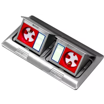 BACHMANN Mini Floor Box 2x3M – Διπλό κουτί δαπέδου και τραπεζιού για μονάδες 45x45-mm, Πτυσσόμενο καπάκι, Γκρι