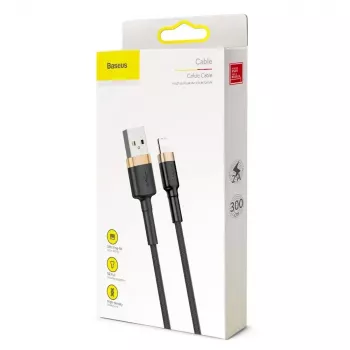 Baseus Καλώδιο Cafule Lightning 2A 3m Χρυσό/Μαύρο (CALKLF-RV1)