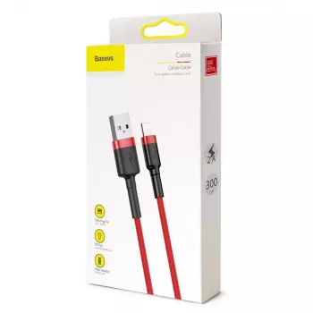 Baseus Καλώδιο Cafule Lightning 2A 3m Κόκκινο/Μαύρο (CALKLF-R09)