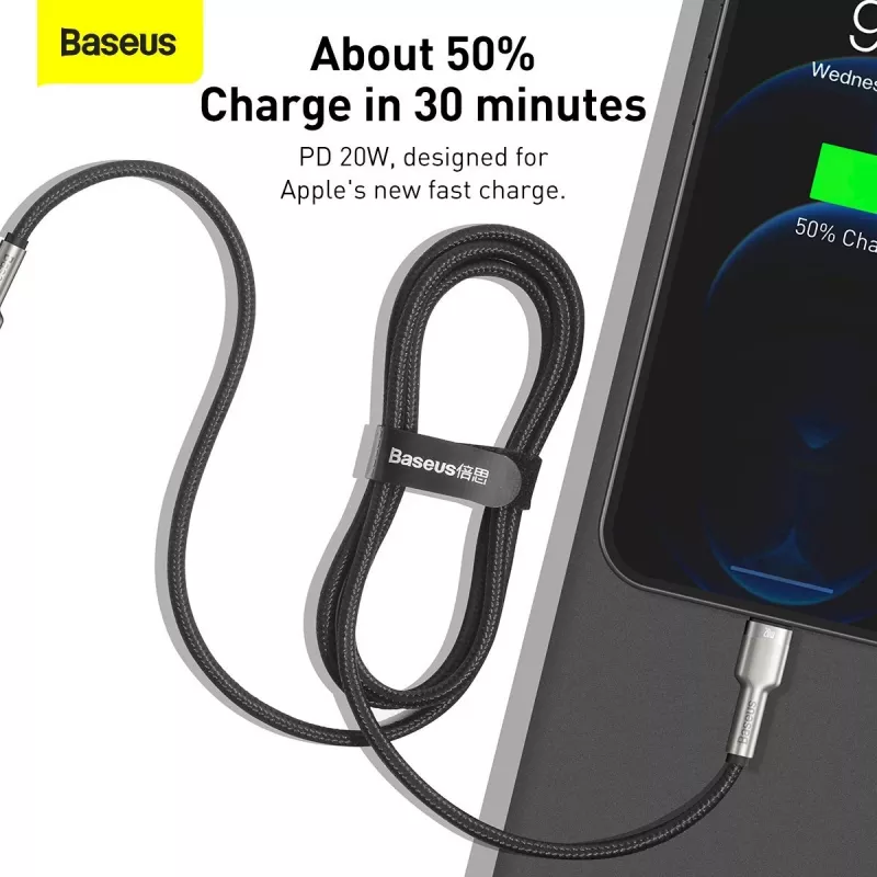Baseus Cafule Series Μεταλλικό Καλώδιο USB-C σε Lightning PD 20W 1m Μαύρο