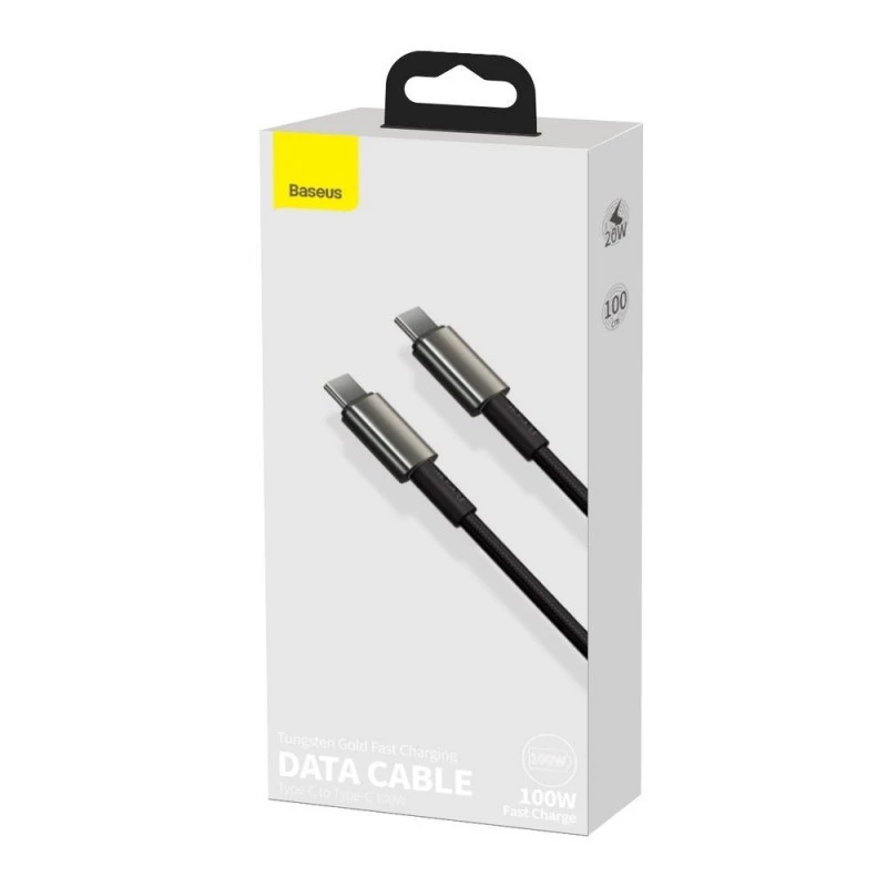 Baseus Tungsten Gold Καλώδιο USB-C σε USB-C, 100W, 1 m, Μαύρο