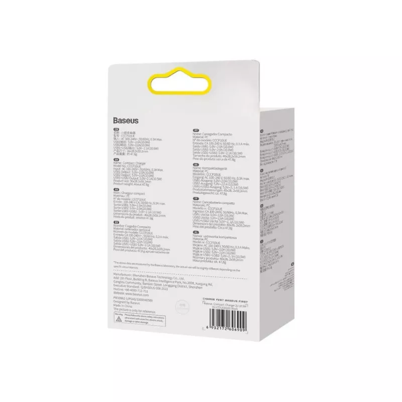 Baseus Compact φορτιστής 2x USB 10.5W μαύρο