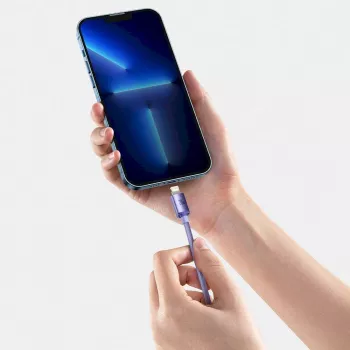 Baseus Crystal Shine Series Καλώδιο δεδομένων γρήγορης φόρτισης USB-C σε Lightning 20W 1,2m Μωβ (CAJY000205)