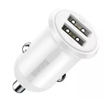 Baseus Grain Pro Φορτιστής Αυτοκινήτου 2x USB 4.8A Λευκό