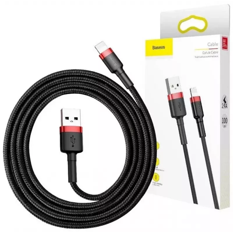 Baseus Lightning Καλώδιο Cafule 2A, 3m Κόκκινο/Μαύρο (CALKLF-R91)