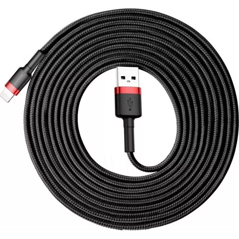 Baseus Lightning Καλώδιο Cafule 2A, 3m Κόκκινο/Μαύρο (CALKLF-R91)