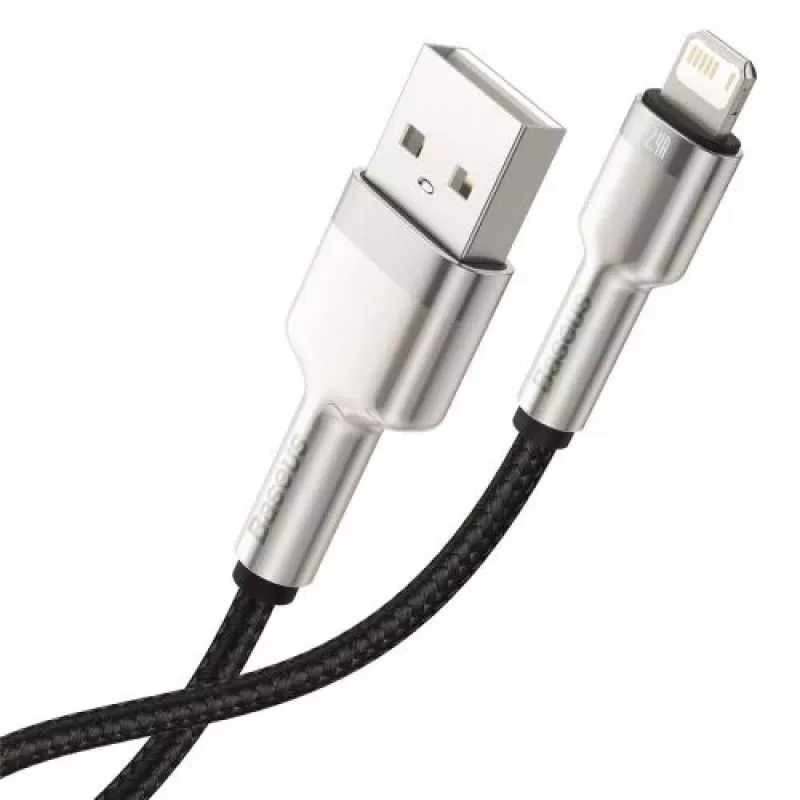 Baseus Lightning Cafule Series Μεταλλικό καλώδιο δεδομένων 2.4A 0.25m Μαύρο