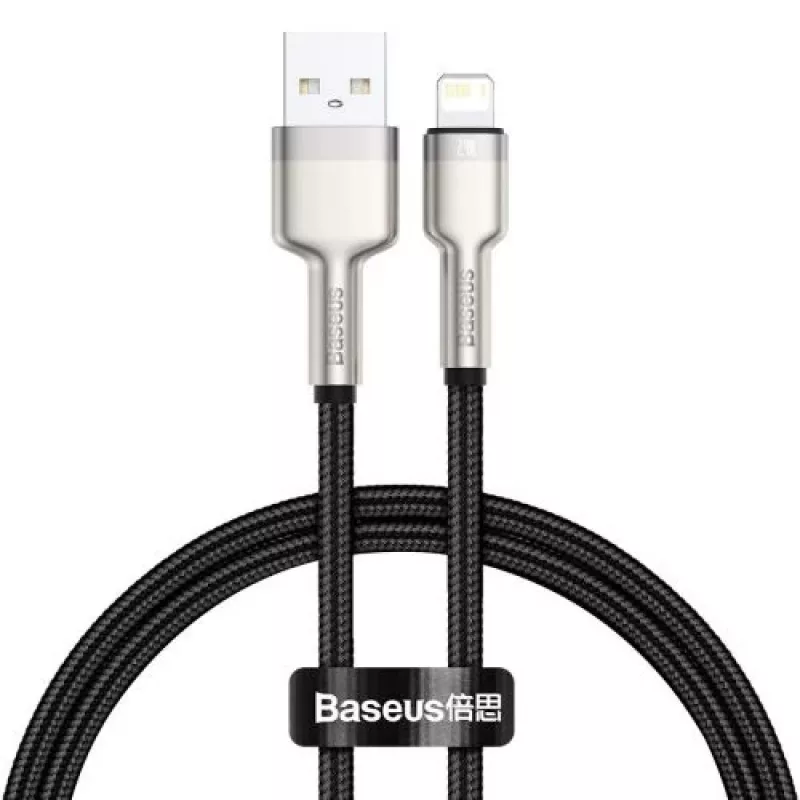Baseus Lightning Cafule Series Μεταλλικό καλώδιο δεδομένων 2.4A 0.25m Μαύρο