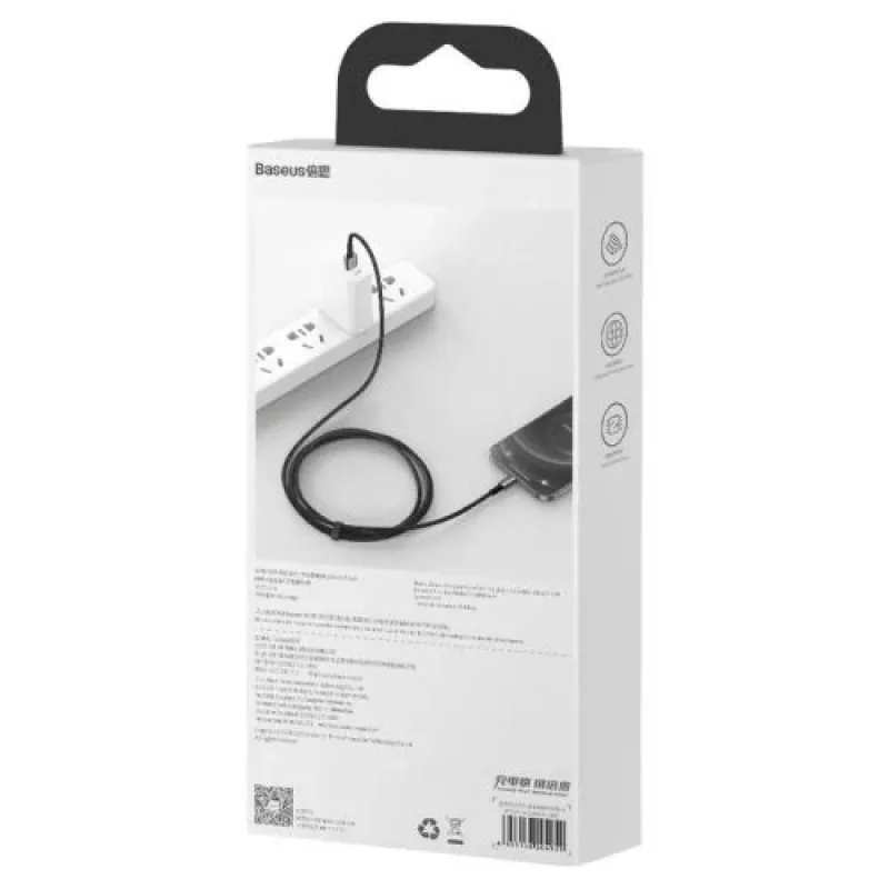 Baseus Καλώδιο Lightning Tungsten Series 2.4A, 1m Μαύρο (CALWJ-01)