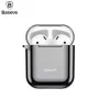 Baseus Metallic Shining Ultra-λεπτή Θήκη Σιλικόνης με Γάντζο για AirPods 1 / 2 Μαύρο