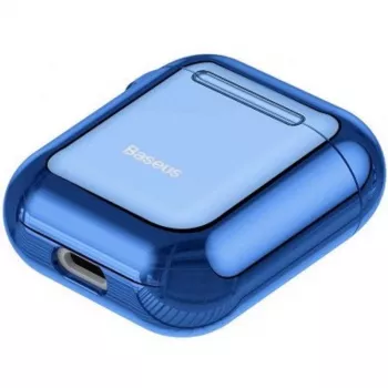 Baseus Metallic Shining Ultra-λεπτή Θήκη Σιλικόνης με Άγκιστρο για AirPods 1/2 Μπλε