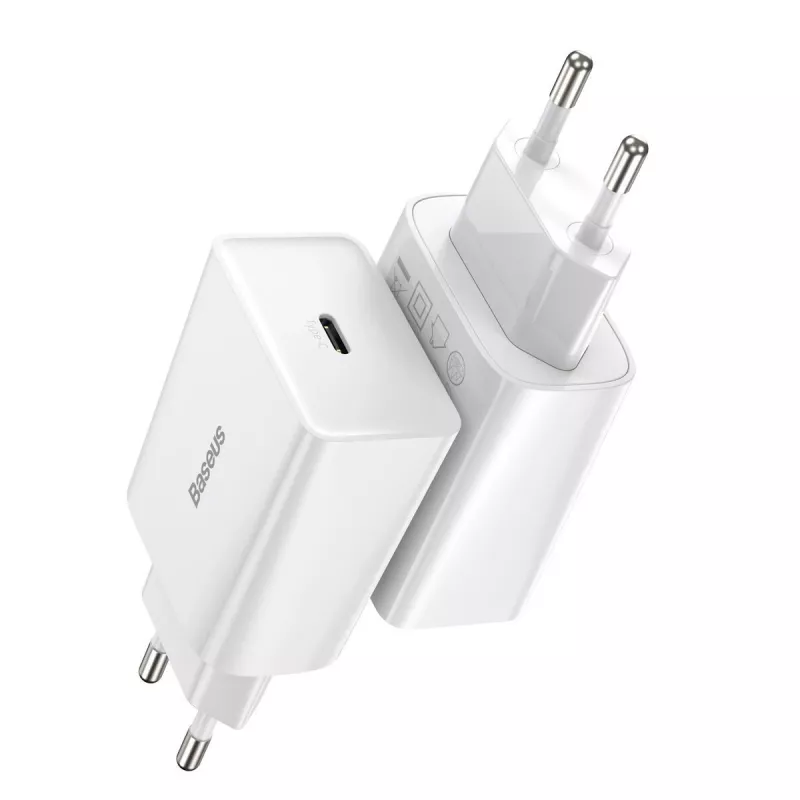 Baseus Speed Mini Γρήγορος Φορτιστής, USB-C, PD, 3A, 20W (Λευκό)