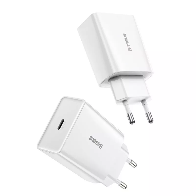 Baseus Speed Mini Γρήγορος Φορτιστής, USB-C, PD, 3A, 20W (Λευκό)