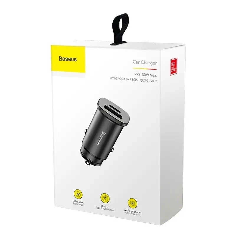 Baseus Square Φορτιστής Αυτοκινήτου PPS QC4.0 / PD3.0 5A 30W (Μαύρο)
