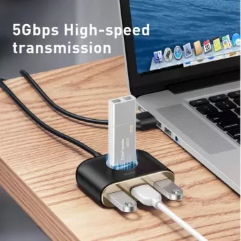 Baseus Τετράγωνος Στρογγυλός USB-Adapter USB 3.0 / 3x USB 2.0 / 1m