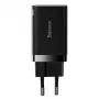 Baseus Super Si Pro Mini Fast Charger 30W, USB-C + USB-A, PD 3.0, QC 3.0, βύσμα EU, μαύρο (CCSUPP-E01)