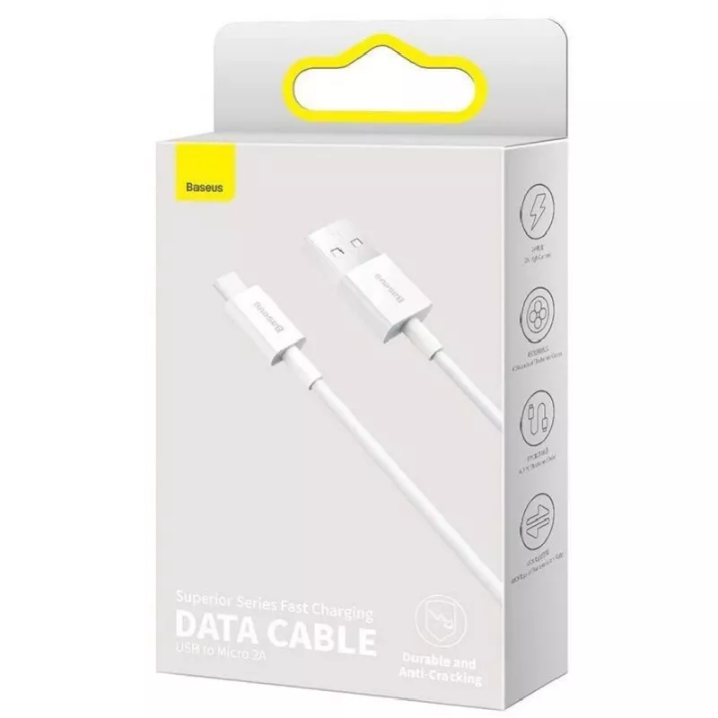 Baseus Superior Fast Charging Καλώδιο Δεδομένων MicroUSB 1m Λευκό