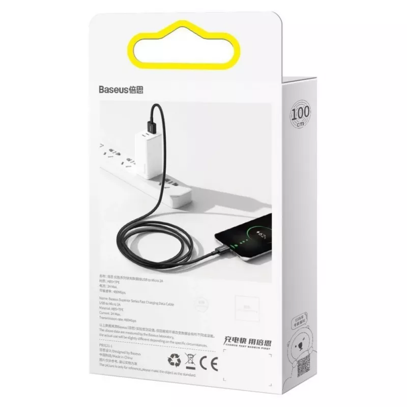 Baseus Superior Γρήγορο Καλώδιο Φόρτισης Δεδομένων USB-A σε Micro USB 1m Μαύρο