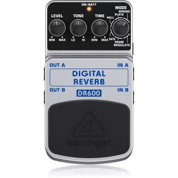Behringer DR600 ψηφιακό πετάλι εφέ reverb, 6 λειτουργίες, στερεοφωνικό, μαύρο/ασημί