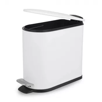 Beldray LA036690WHTPEU7 Λεπτός κάδος με πεντάλ σχήματος D 5 λίτρων, Λευκό