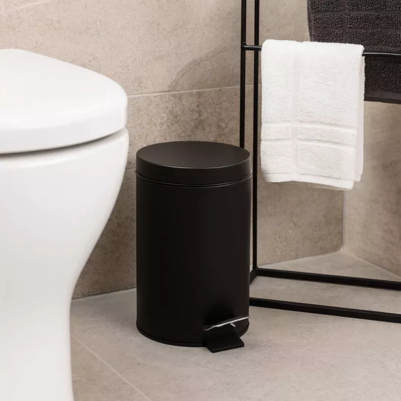 Beldray LA038098BPEU7 3 Λίτρα Στρογγυλός κάδος με πεντάλ Soft-Close, Μαύρος