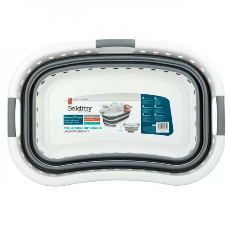 Beldray LA072979PGRYFEU7 πτυσσόμενο καλάθι απλύτων Hip Hugger, 37 l, γκρι/λευκό