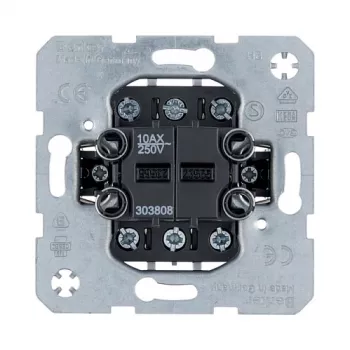 Berker 303808 Διπλός Διακόπτης Ροκέ, Απλός/Αλλαγής, 2x 1-πολικός, 10 A, 250 V, Χωνευτός, Χωρίς Αλογόνα