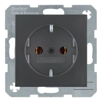 Berker 41431606 Πρίζα SCHUKO Αλουμίνιο – 16A 250V IP44 Χωνευτή με καπάκι