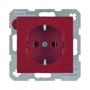 Berker 47438912 Πρίζα SCHUKO S.1/B.3/B.7 γυαλί κόκκινο γυαλιστερό