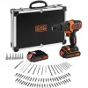 BLACK+DECKER 18V Επαναφορτιζόμενο Κρουστικό Δραπανοκατσάβιδο BDCHD18BAFC, Μαύρο/Πορτοκαλί, 2x 1,5 Ah Li-Ion Μπαταρίες, Σετ 80 τεμ. Αξεσουάρ, Βαλίτσα