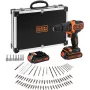 BLACK+DECKER 18V Επαναφορτιζόμενο Κρουστικό Δραπανοκατσάβιδο BDCHD18BAFC, Μαύρο/Πορτοκαλί, 2x 1,5 Ah Li-Ion Μπαταρίες, Σετ 80 τεμ. Αξεσουάρ, Βαλίτσα