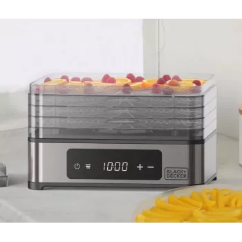 Black+Decker BXDE401E Αφυγραντήρας φρούτων, μανιταριών και λαχανικών - 400W, 5 δίσκοι, ψηφιακός χρονοδιακόπτης, πλαστικό χωρίς BPA, μαύρο