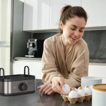 BLACK+DECKER BXKS4800E Βραστήρας αυγών, 400 W, 6 αυγά, Μελάτο/Μέτριο/Σφιχτό, Μαύρο