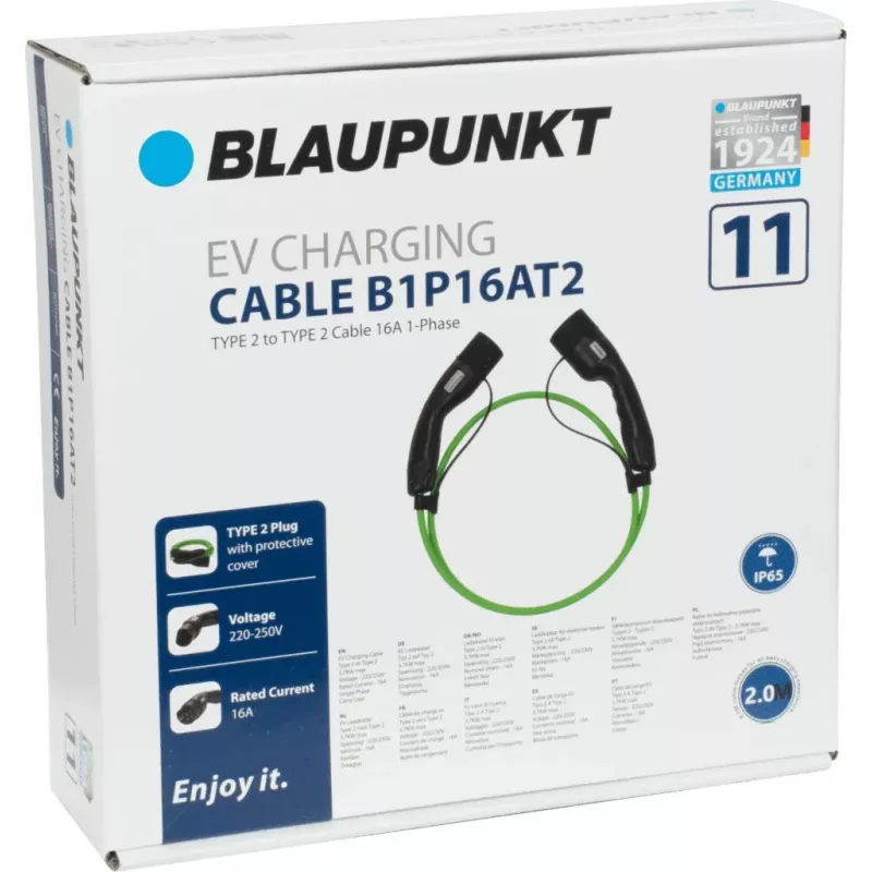 Blaupunkt Καλώδιο φόρτισης EV Type 2 σε Type 2 2m 16A 1-Φάσης (B1P16AT2 - 100397)