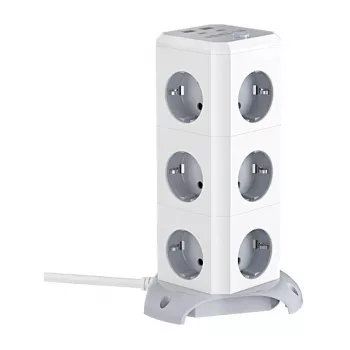 BlitzWolf BW-EC3 κάθετο πολύπριζο με 12 πρίζες, 4 θύρες USB, καλώδιο 2m, βύσμα EU
