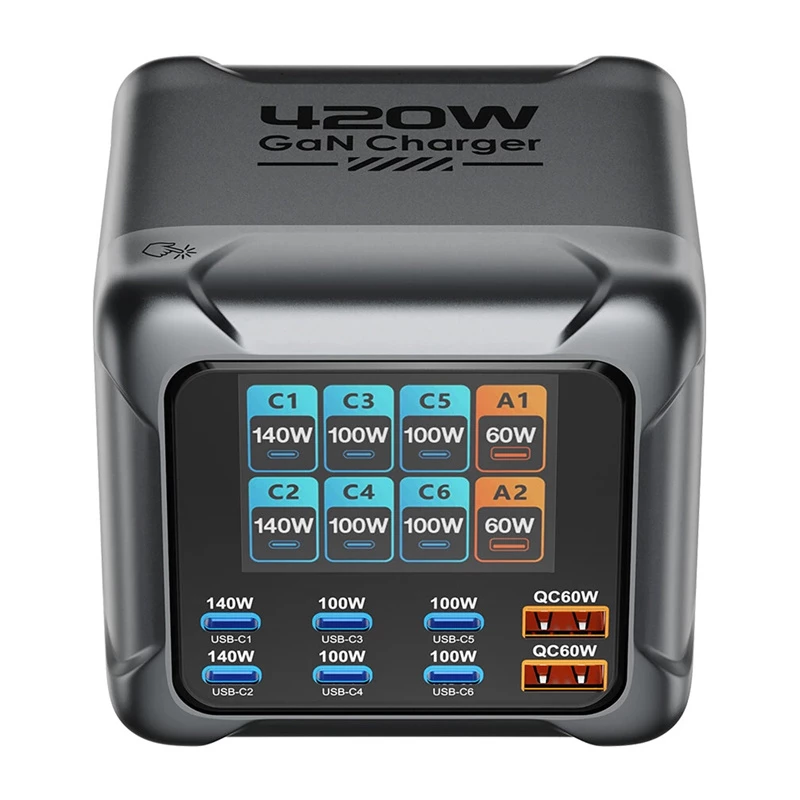 Blitzwolf BW-S33 420W φορτιστής 8 θυρών USB-A, μαύρο
