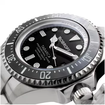 BOBROFF BF001 ανδρικό analog quartz ρολόι 44mm μαύρο δερμάτινο λουράκι