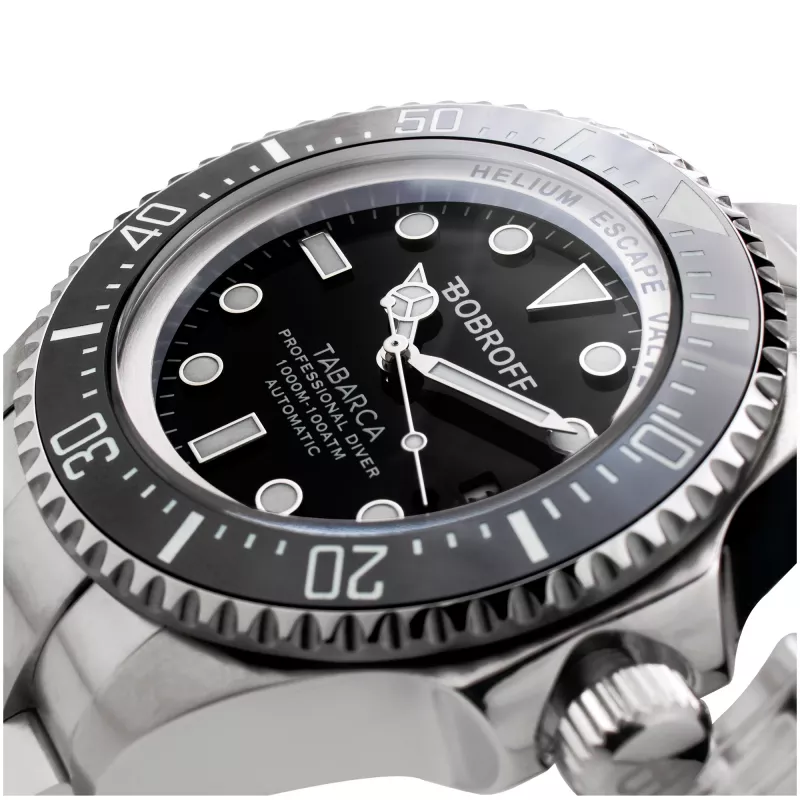 BOBROFF BF001 ανδρικό analog quartz ρολόι 44mm μαύρο δερμάτινο λουράκι