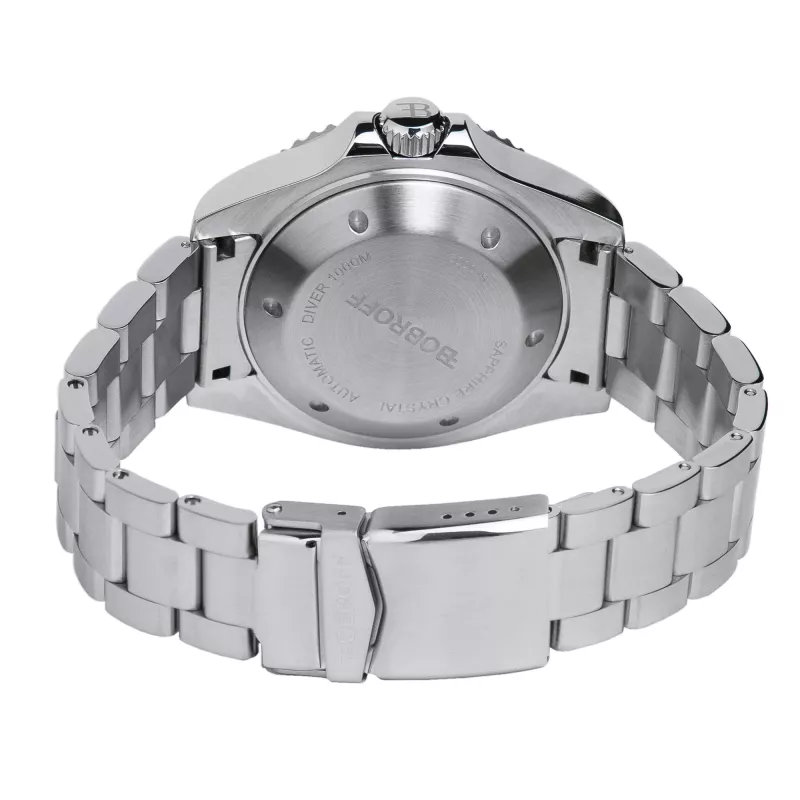 BOBROFF BF001 ανδρικό analog quartz ρολόι 44mm μαύρο δερμάτινο λουράκι