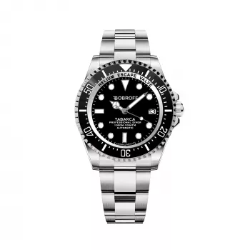 BOBROFF MAN BF0001J1 Αναλογικό Quartz Ρολόι 44mm Μαύρο Καντράν Λουράκι Δέρματος